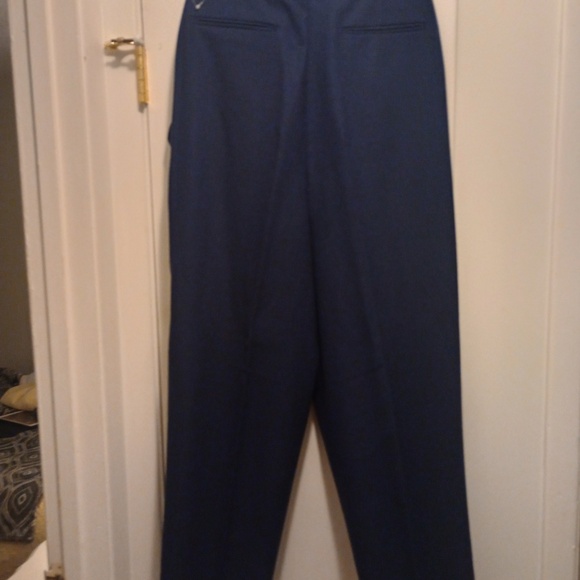 ASOS DESIGN High Waisted Baloon Wool Mix Twill Suit Pant size 31x32 in Navy - Picture 7 of 8
